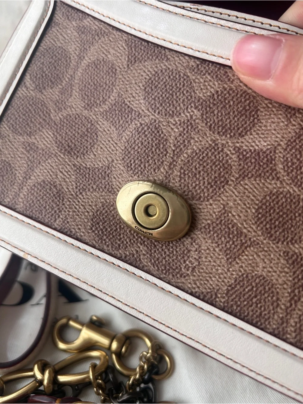 Coach👜Riley Top Handle 18 In Signature Canvas 73934 Tan Chalk Vintage y2k